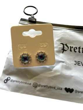 NWOT Pretty Bird Jewelry Dragon Evil Eye Silver Gold Plated Earrings